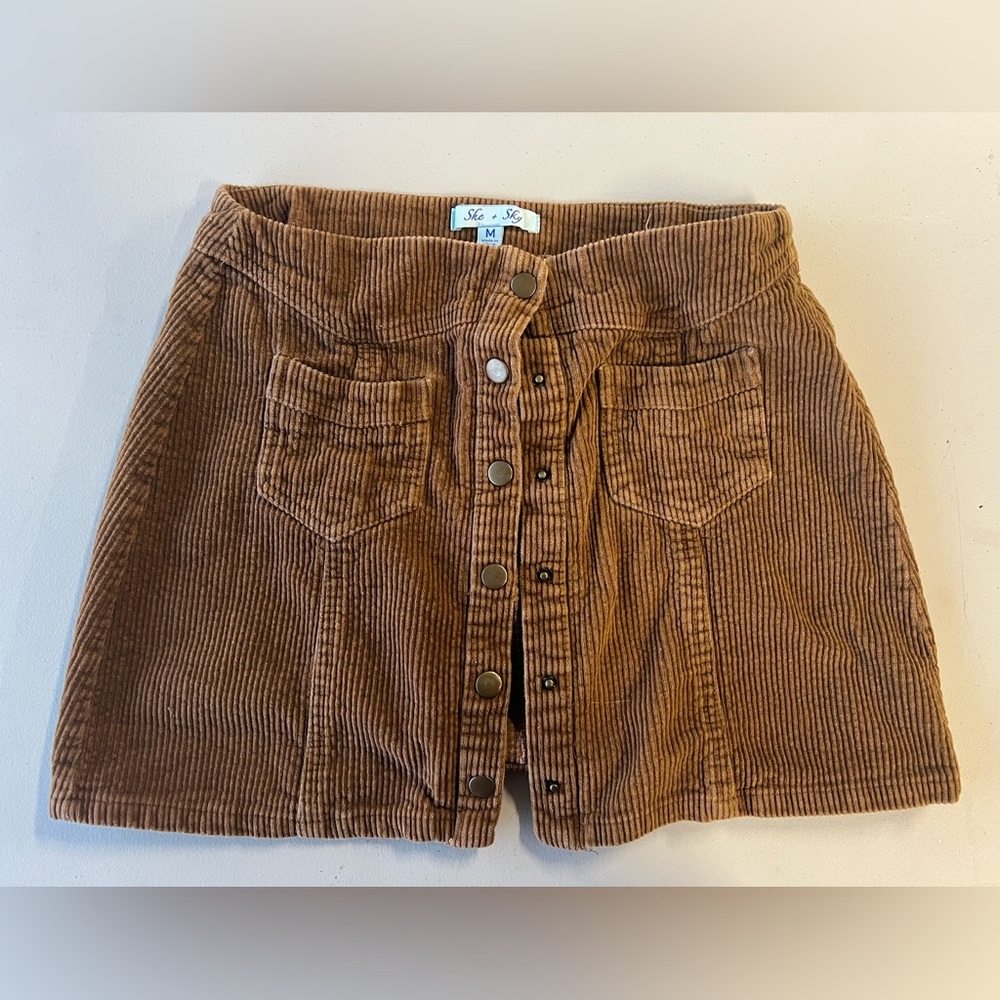 cottagecore button down corduroy mini skirt